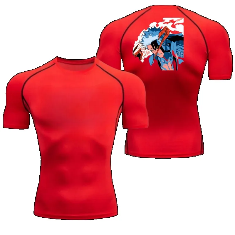 T-shirt a compressione manica corta da uomo Bleach Traspirante Elasticità ad asciugatura rapida Stampa ragno Corsa Ciclismo Allenamento in palestra Camicie