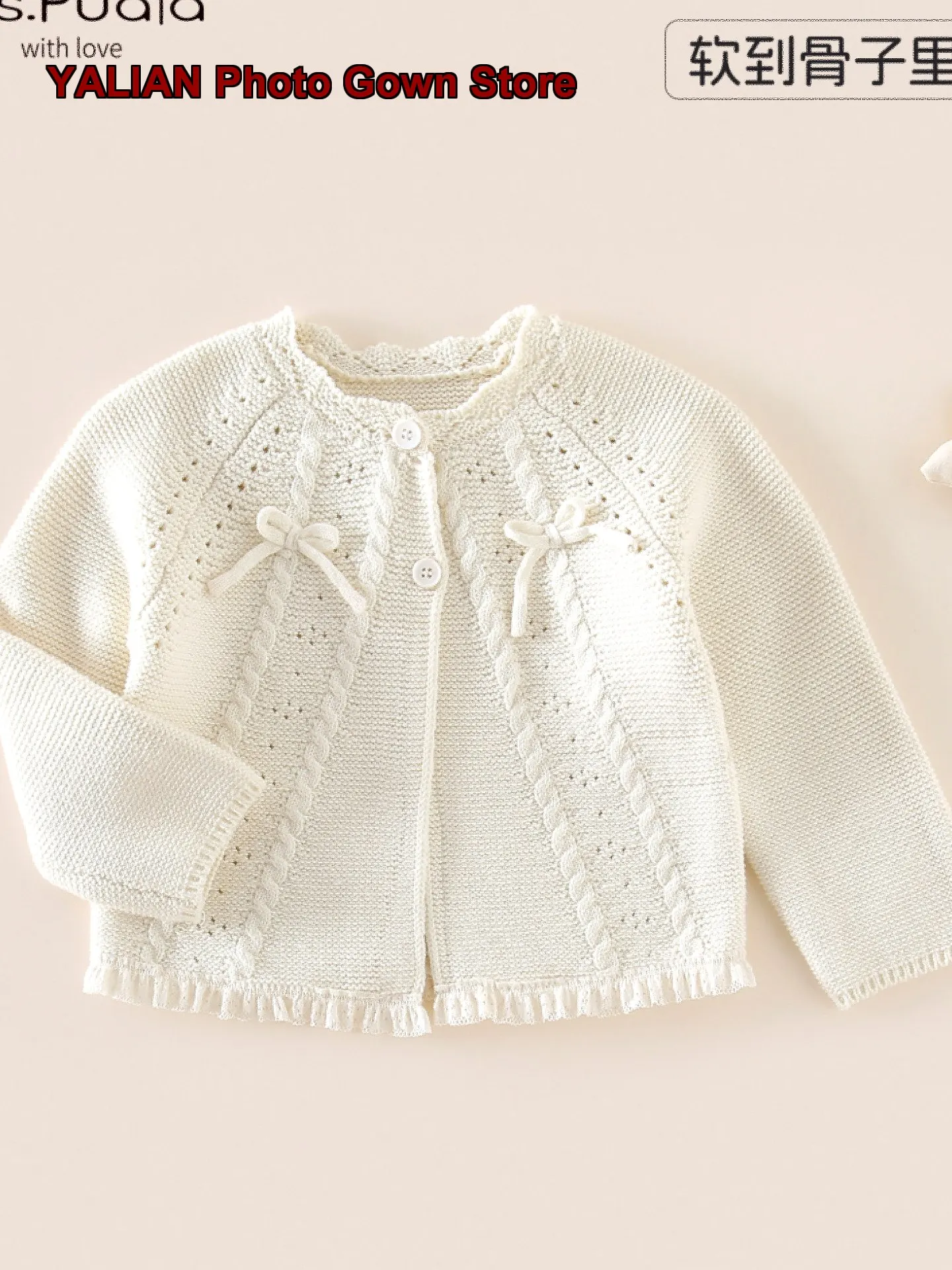 Chaqueta de Otoño para Bebés Niñas Miss Paula, Top Tejido Infantil con Elegante Diseño de Lazo de Mariposa para Niños