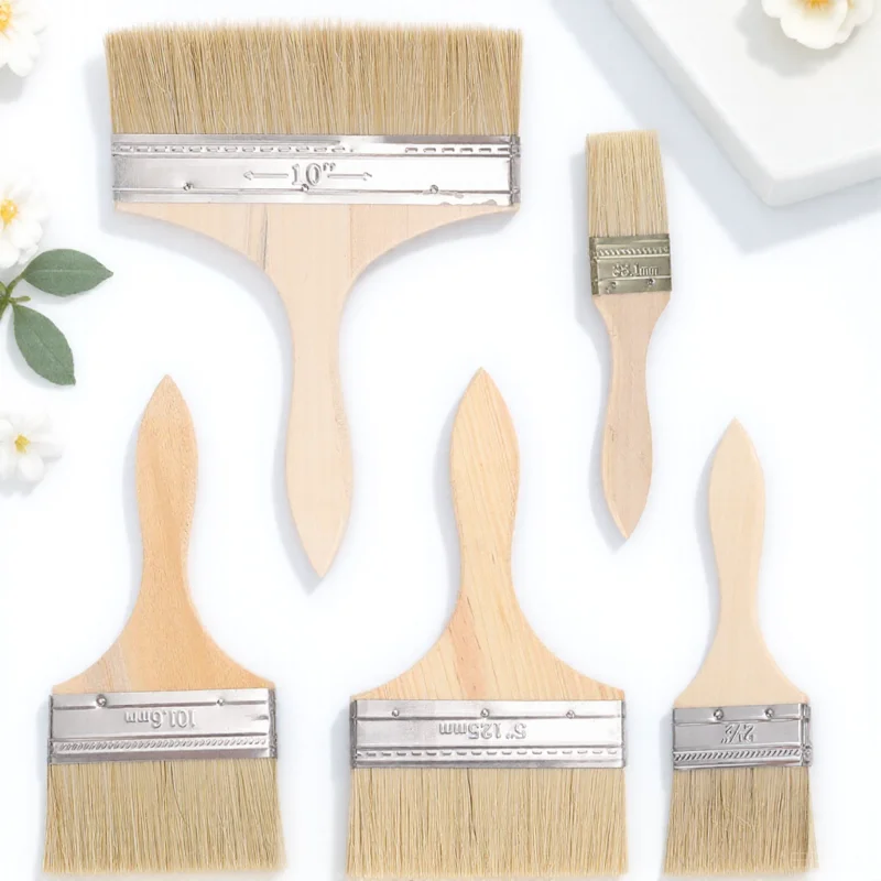 

5pcs Thickened Brush Set Durable Wood Handle Painting Brushes for niture Watercolor Oil Professional Art Craft Mural