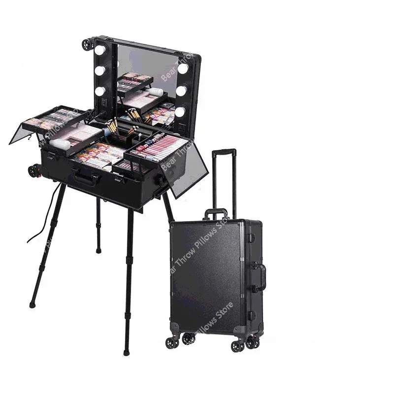 Portable Makeup Artist Nail Tables Foldable  Manicure  Salon Furniture Creative Multi-function Pull Rod   Bu