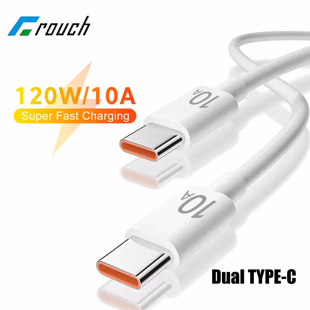 10A Dual Type C Cable PD120W Fast Charging Data Cable for iphone 15 Pro Samsung Xiaomi Huawei POCO Charger USB C To Type C Cable