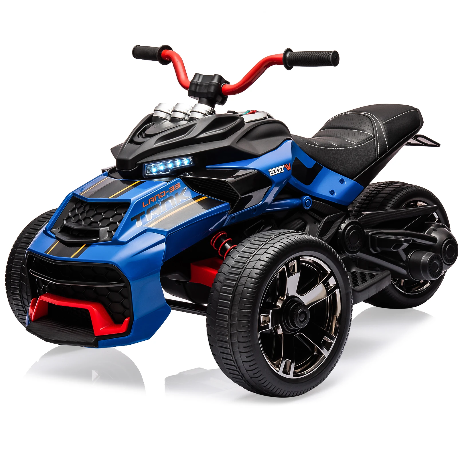 12V 3 Wheeler Ride On ATV Electric Motorcycle, Battery Powered Electric Vehicle w/Led Lights, High & Low Speed, Horn, Music, USB