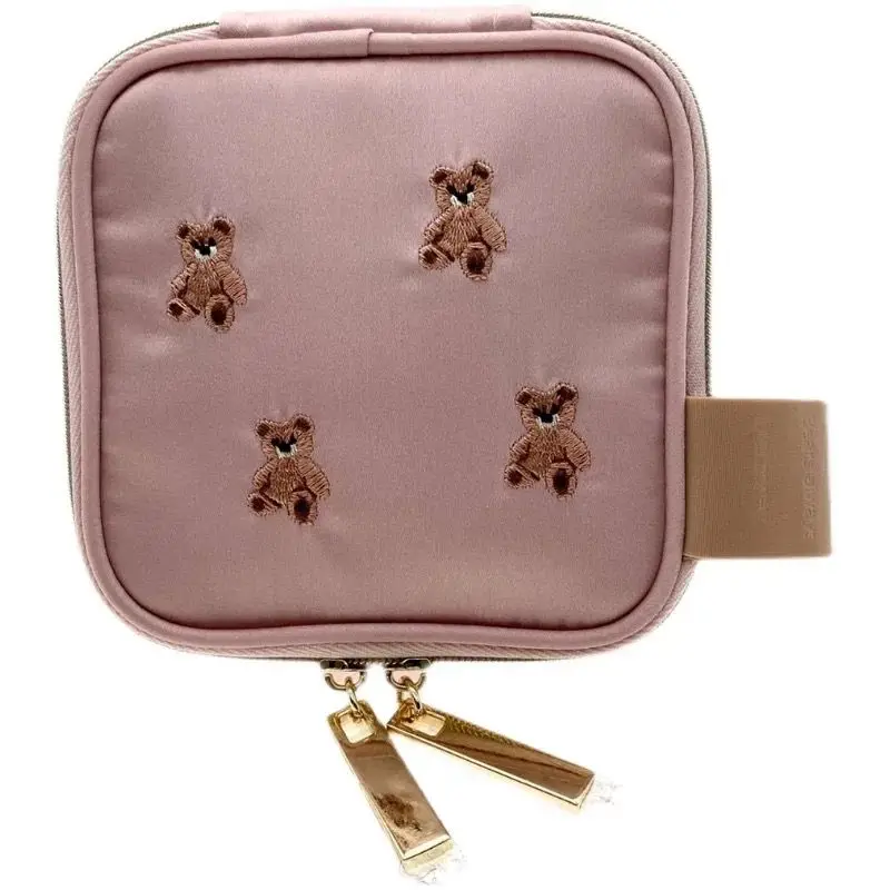 Fashion Sweet Cute Healing Bear custodie per il trucco squisite per le donne borsa per cosmetici da donna quadrata con ricamo in stile giapponese