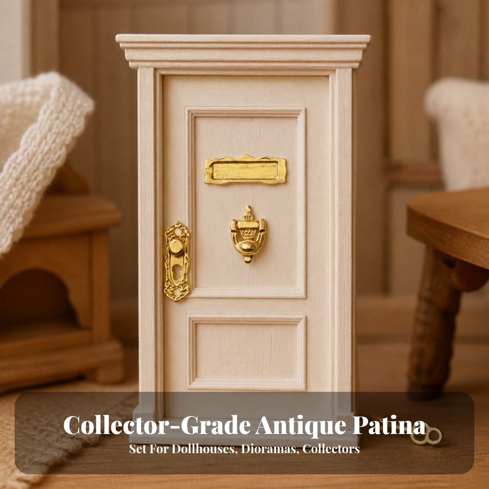 4 Pieces Miniature Letter Box Vintage-Inspired Dollhouse Door Hardware Set Miniature Key Exquisite Details