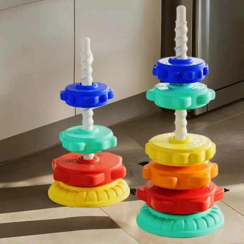 Baby Montessori Rotating Rainbow Tower; Spinning & Stacking Puzzle Toy; Motor Skills Development Game
