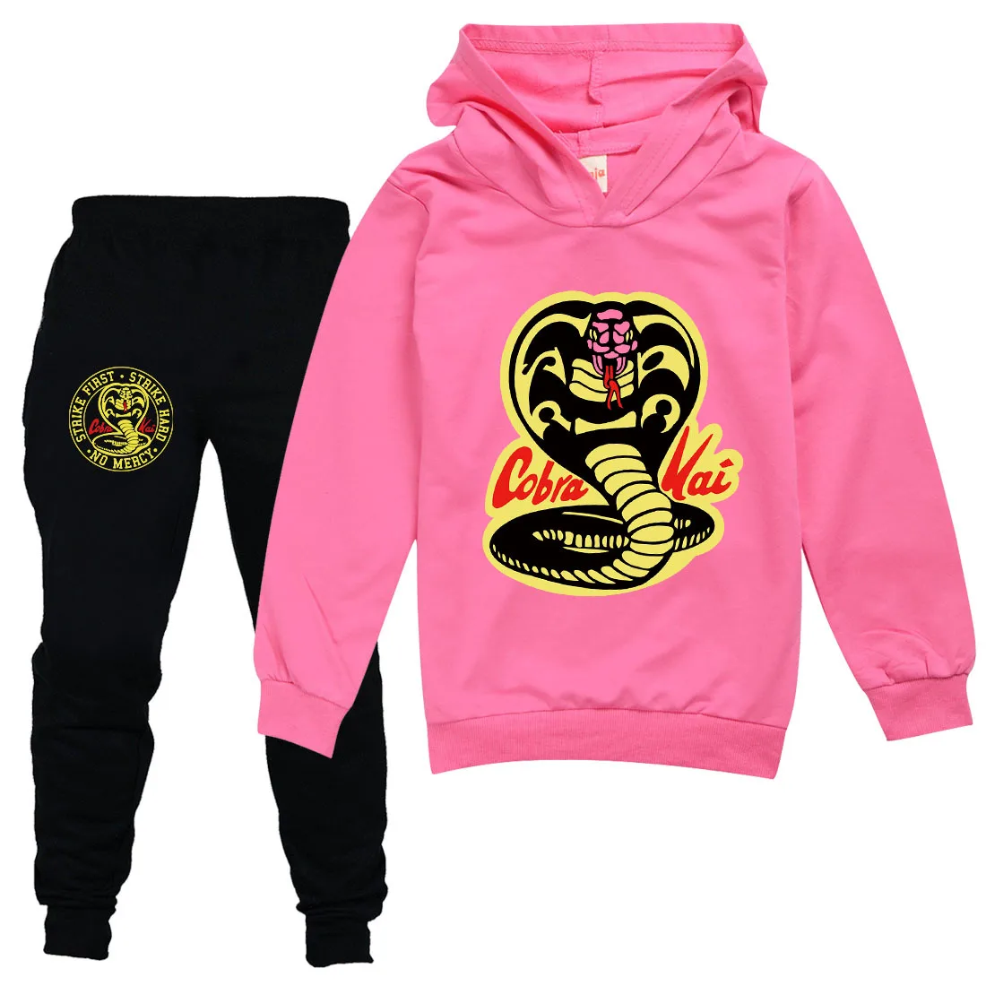 Cobra Kai Print Boys Girl Clothing Sets Children Fashion Long Sleeves Hoodies+Pant Set Kids Clothing Fall Sports Suit Tracksuit