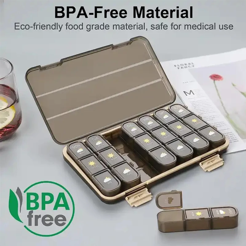 

21/28Grid Pill Box Large Capacity Pill Box Pill Medicine Storage Pill Box Weekly Vitamin Organizer Pastillero Moisture Resistant