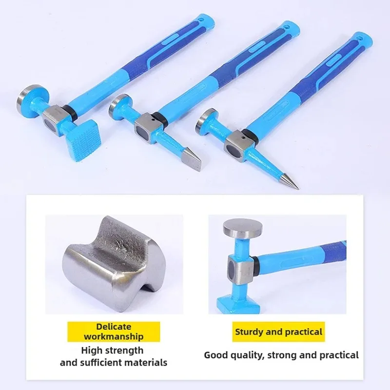 Nine piece set of multifunctional hammers, automotive mechanical tools and accessories, repair sheet metal hammers