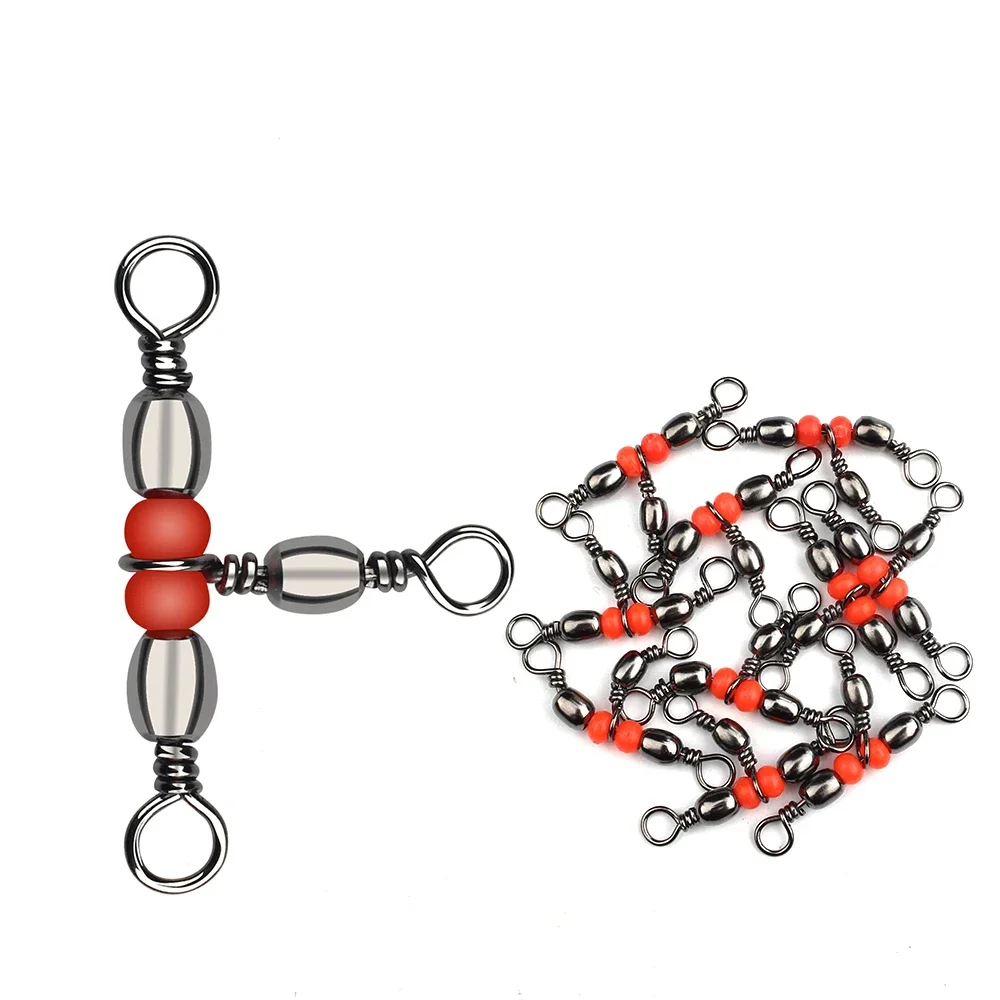 DNDYUJU 20 stücke Angeln Stecker Drei Weg Barrel Wirbel Snap Ring Mit Perlen Für Angelhaken Locken Linie Angeln Zubehör – Detail 8