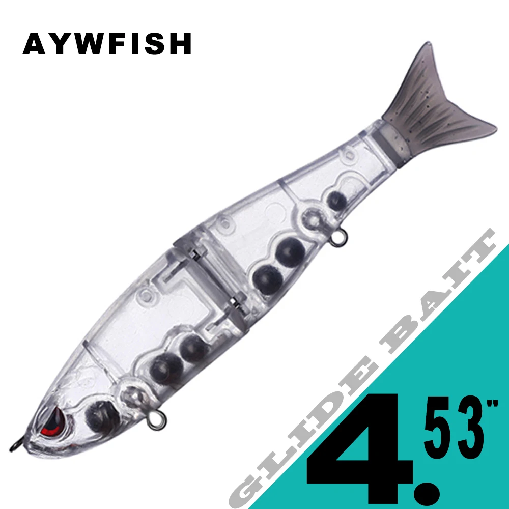 AYWFISH 3D Angry Eye Soft Tail Multi Jointed Fishing Lure 3PCS Unpainted Glide Swimbait Blanks 4.5INCH 17G