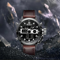 BIDEN Men's waterproof digital military sports tactical multifunctional men's watch, alarm clock stopwatch, nylon/leather strap