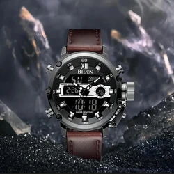 2024 New Luxury Men's Watch 30M Waterproof Luminous Automatic Date Leather Strap Multi functional Casual Round Quartz Men'sClock