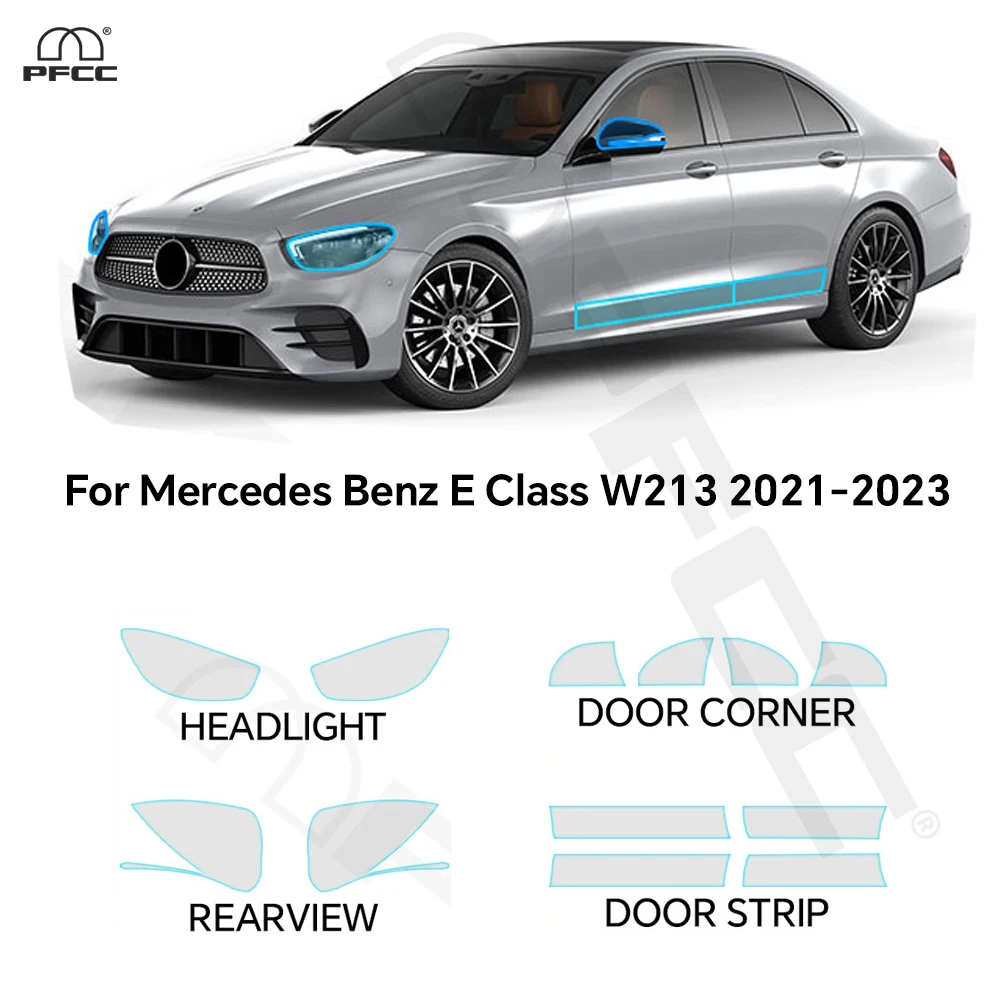 

For Mercedes Benz E Class W213 2021-2023 Pre-cut PPF Headlight Rearview TPU Protection Film Anti-scratch Clear Bra Resistant