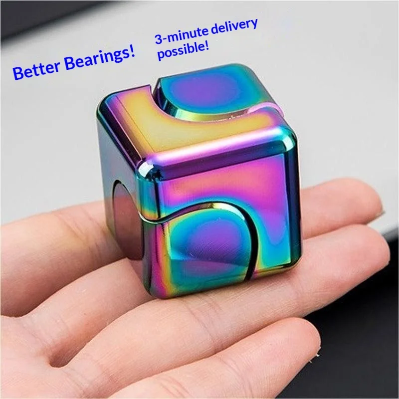 Generic Fidget Spinner Cube Rainbow Metal EDC Stress Relief Toy Square Rotating Hand Spinner For Adults Daily Leisure