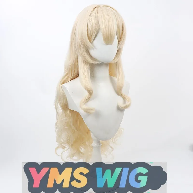【YMS WIG】Wig Cosplay Azure Files Blue Smiling Professor Rambut Keriting Kuning Muda Kulit Kepala Realistis