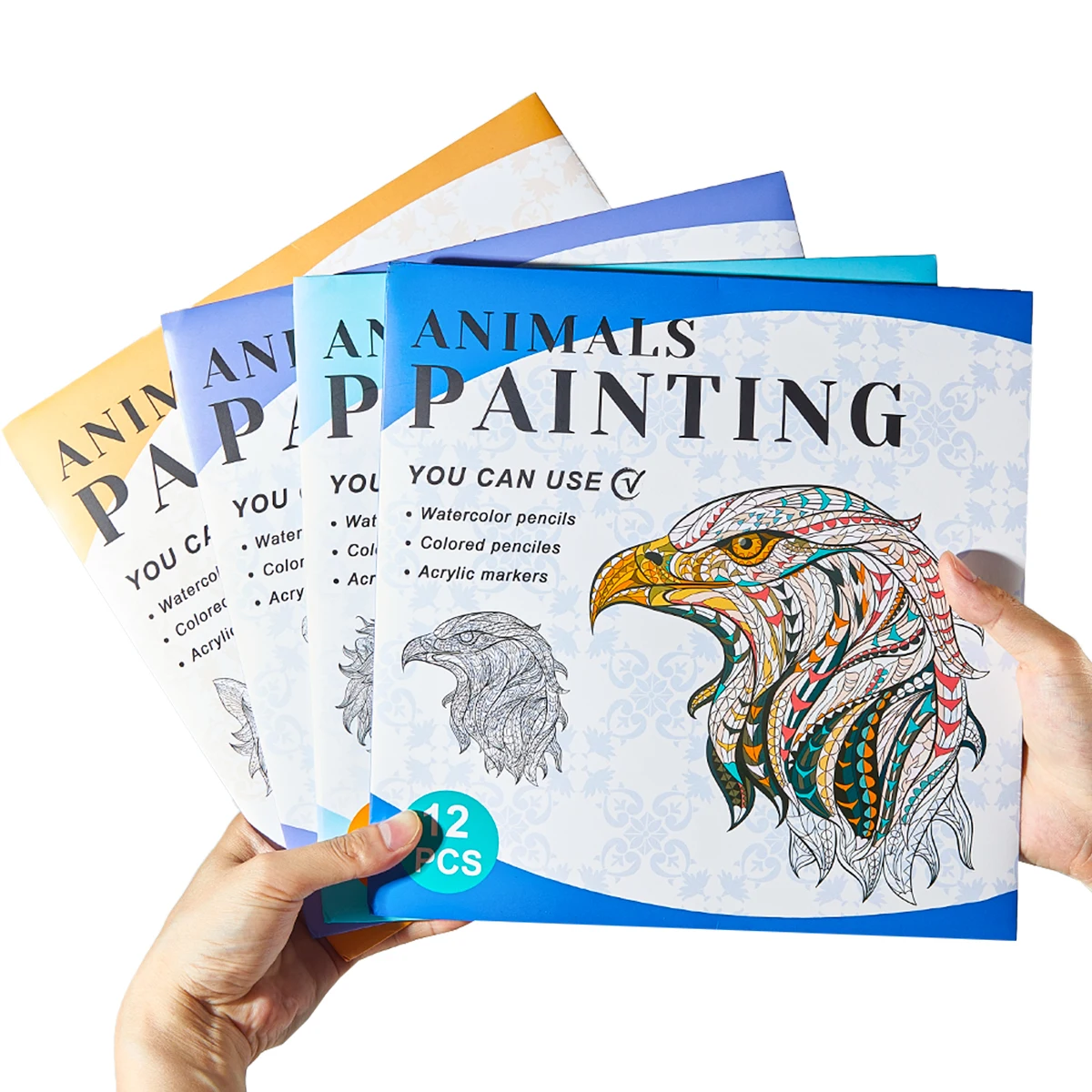 12/48 Sheets Animal Coloring Paper Set Interactive Student Activity Adult Stress Relief Relaxation Gift Idea