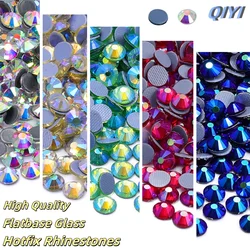 SS6-SS20 Glass Hotfix Rhinestones 1440Pcs/bag Glitter AB Series Flatbase Crystal Strass Wedding Dress Decoration DIY Diamond