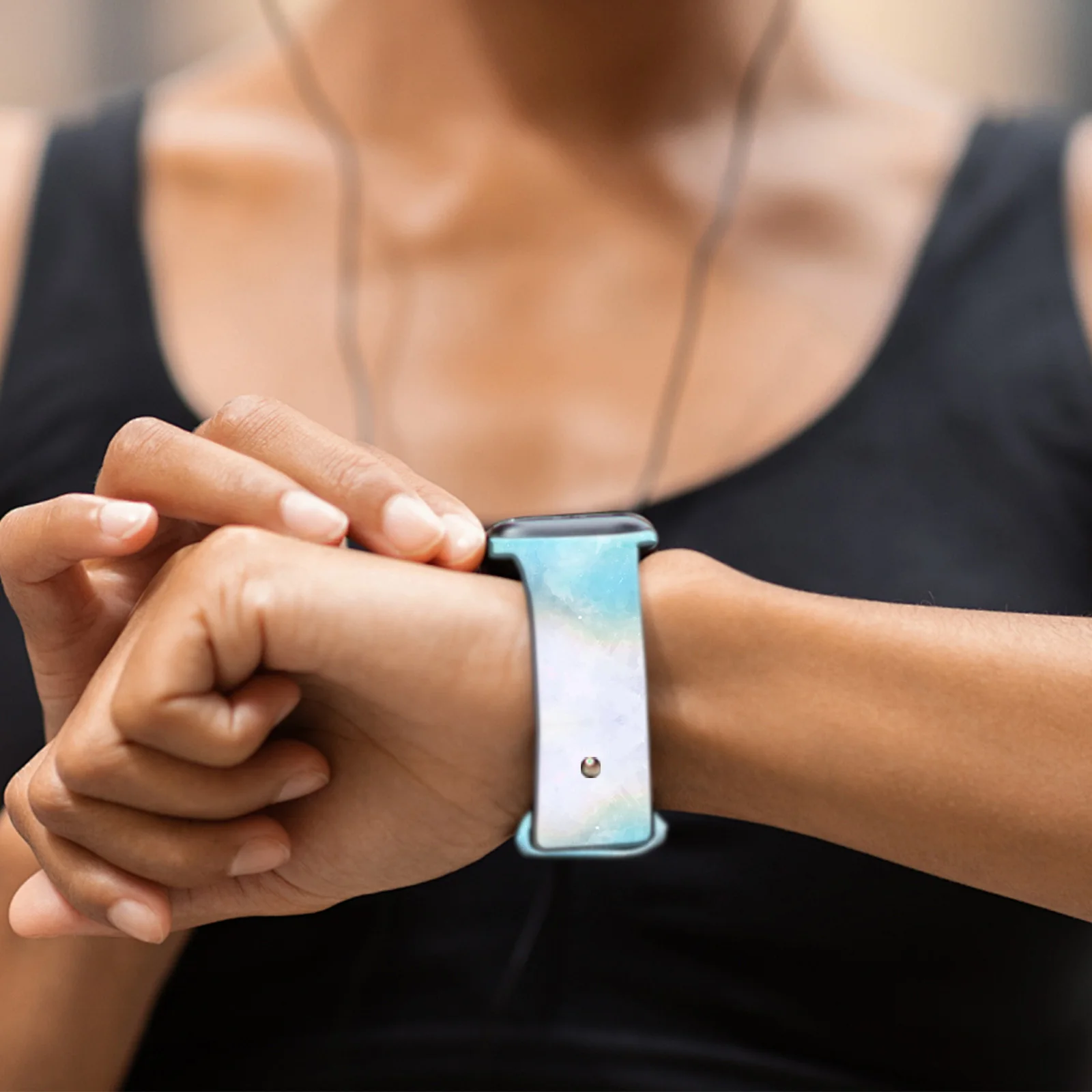 حزام ساعة مطبوع بألوان مائية لساعة أبل 11 10 9 8 7 سوار من السيليكون قابل للاستبدال لساعة iWatch 46 مم 44 مم 42 مم 41 مم