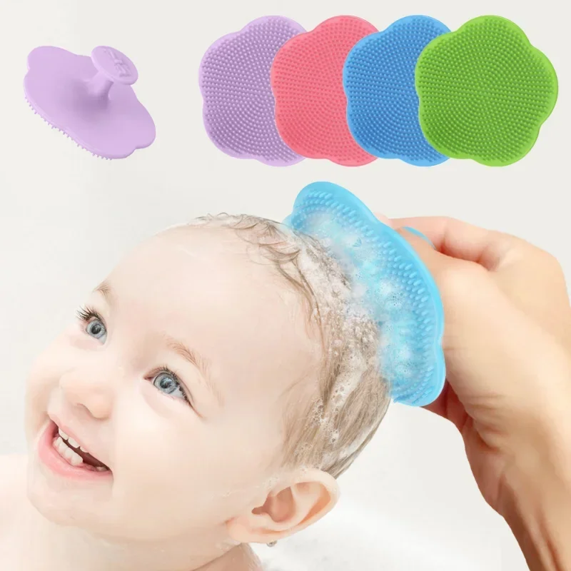 1Pc Baby Bath Brush Cute Infant Fetal Head Fat Cleaning Silicone Brush Newborn Soft Hair Comb Head Massager Baby Care Accessorie