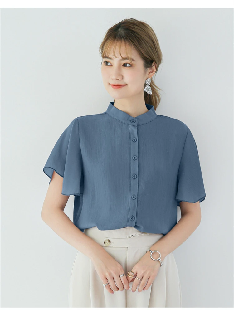 New Summer Vintage Solid Female Oversize Tops Womens Shirt Short Sleeve Girls Blouse Summer New Women Blouses Femme Blusas