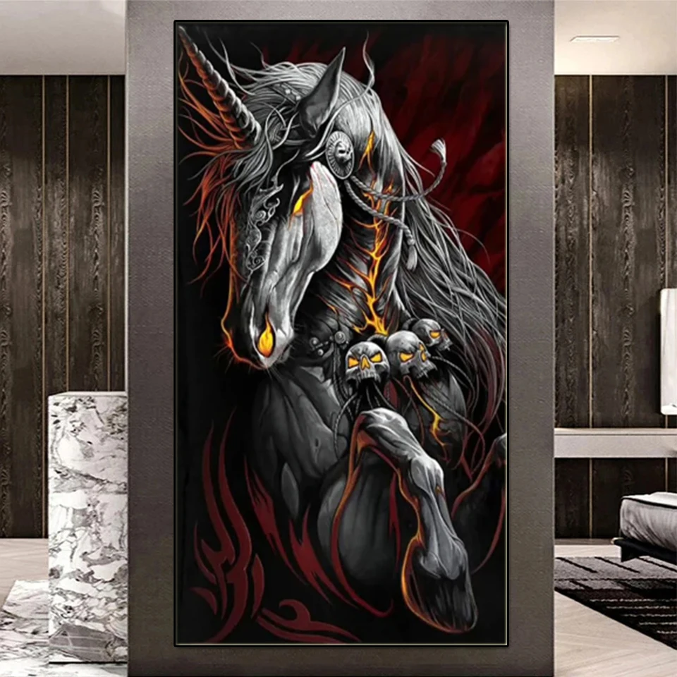 

5D Diamond Painting Unicorn Skull Horse Mosaic Cross Stitch Full Rhinestone Picture DIY Diamond Embroidery Home Decoration Art