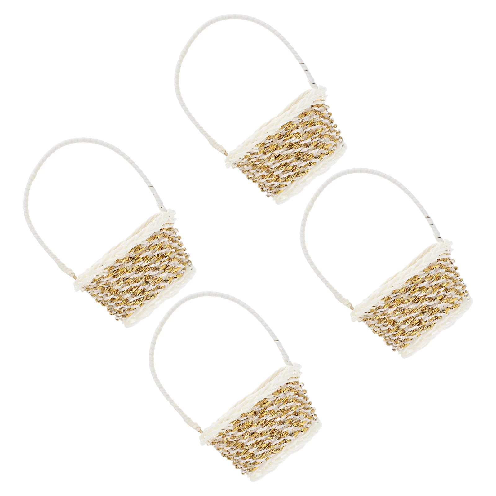 

4pcs Baskets Woven Handheld Plastic Flower Arrangement Storage Basket Natural Decorative Modern Style