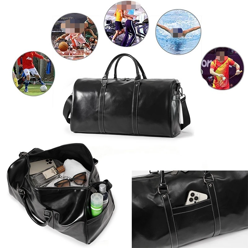 Cylinder travel bag, large-capacity portable fitness bag, shoulder messenger bag. view 3