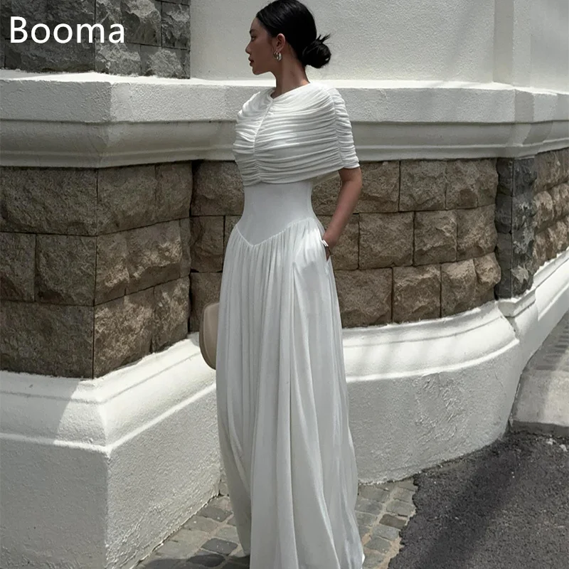 

Booma A-Line O-Neck Long Simple Wedding Dresses Pleat Elegant Floor-Fength Brides Gown Custom Made 2025