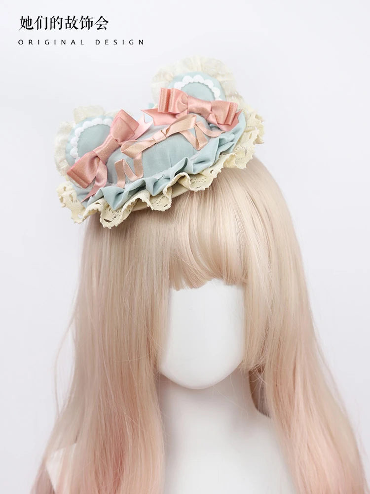 Bear Handmade Gadget Kc Pink Green Pink White Chocolate Lolita Handmade Lolita Hair Accessories Headdress for Women