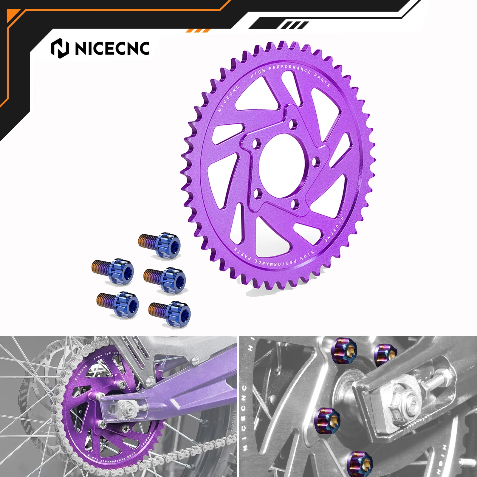 

NICECNC For Surron light bee X S L1E Segway X160 X260 2024 Sur-Ron 48T Rear Sprocket & Rear Sprocket Bolts Electrical Motorbike