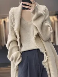 High End Wool Cardigan Women'S Autumn And Winter New Style Temperament Thickened Shawl Style Buttonless Cashmere Sweater