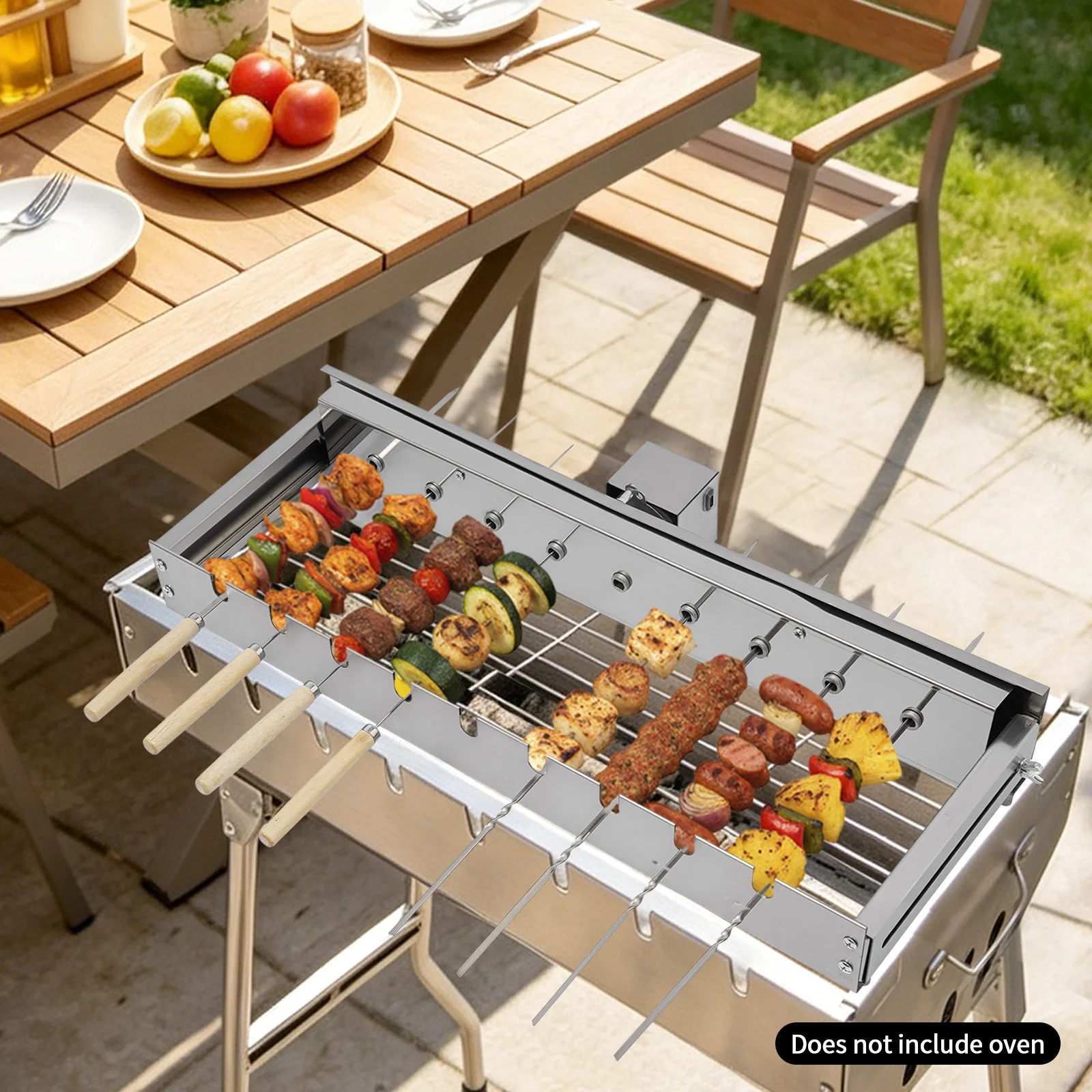 

BBQ Flipping Rotating Rotisserie Grill Skewer Shelf Barbecue Stainless Steel