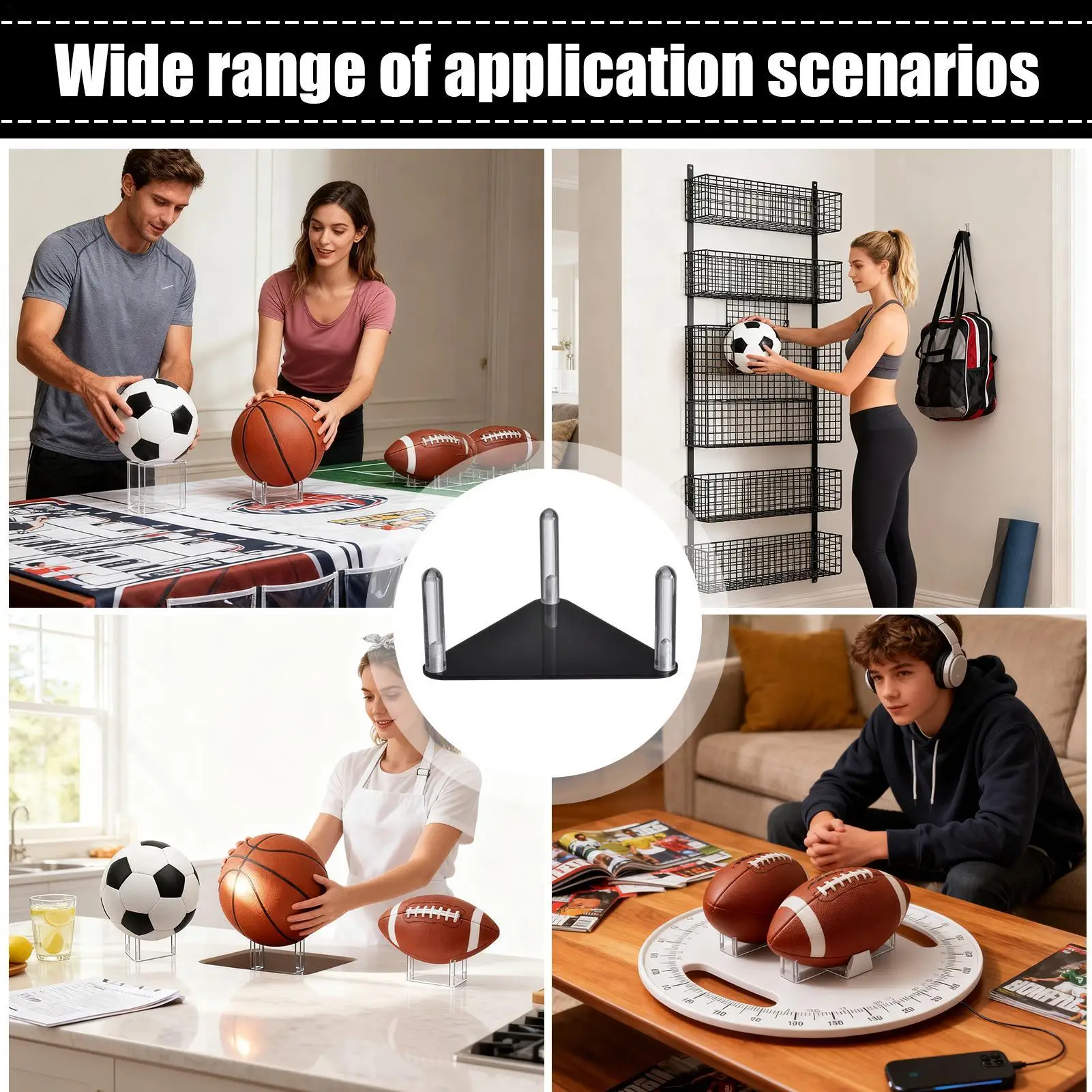 Football Holders For Display Acrylic Volleyball Rack Basketball Display Stand For Soccer Volleyball Sports Table Home Gym