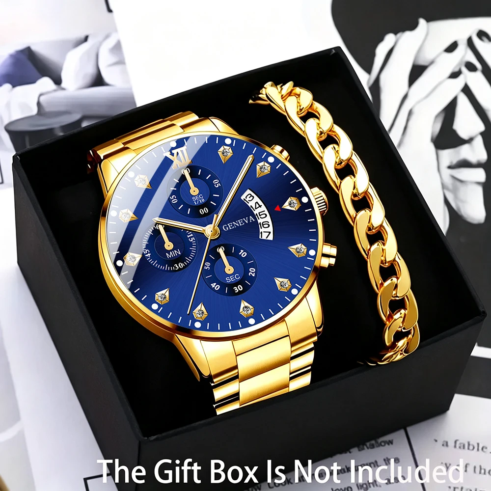 2pc men's fashionable quartz watch and versatile accessory set for daily wear as gifts for friends and family