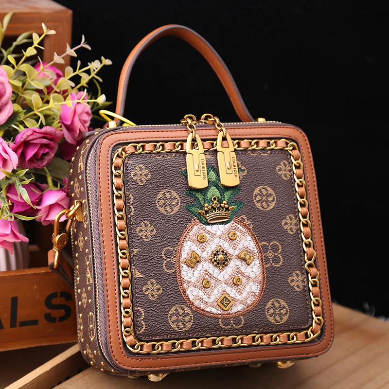 Fashion Brand High Texture Hand Rivet Portable Perfume Bag Niche Design European and American Diagonal Embroidery Shoulder Bag