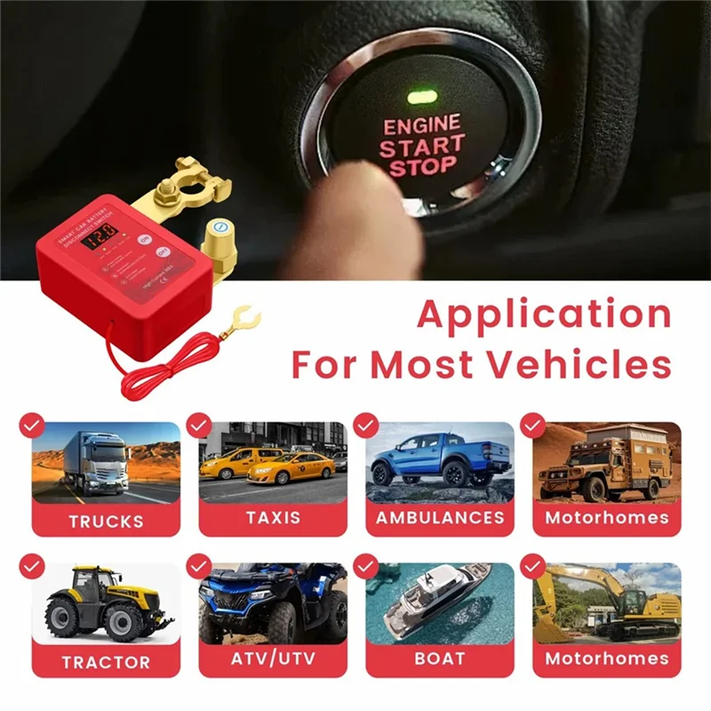 WORTHOWN-Car Kill Switch Interruttore di disconnessione automatica della batteria 240A 12V Interruttore di spegnimento automatico per auto