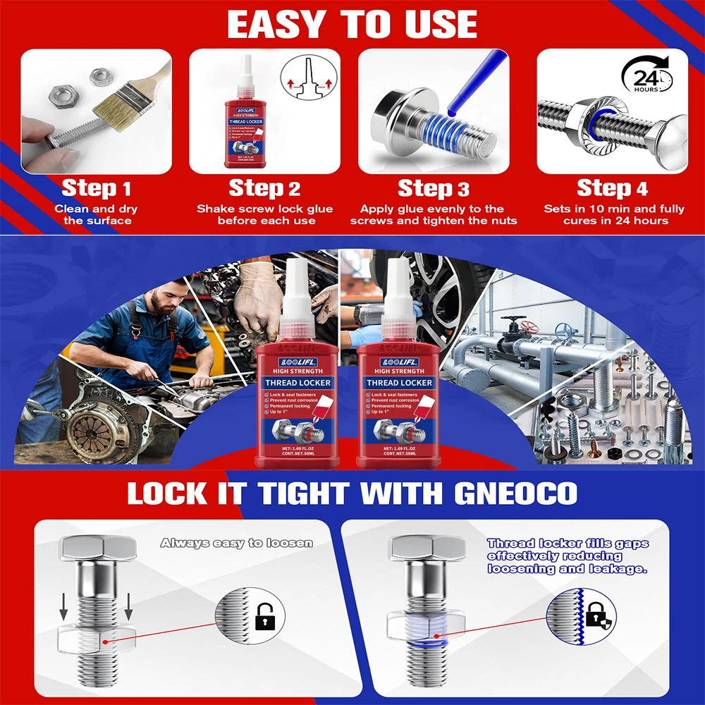 10-50ML271 قفل خيط صامولة قفل عالية القوة، مسمار، قفل ومعدن، معالجة خالية من الأكسجين لمنع التخفيف والتآكل #5