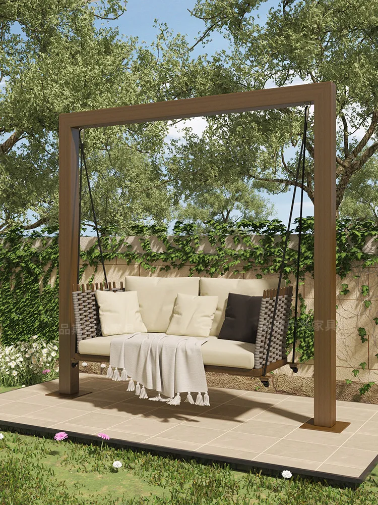 Columpio al aire libre, columpio para patio, hamaca doble individual para exteriores, balcón, patio pequeño, columpio para jardín de celebridades de Internet, hamaca