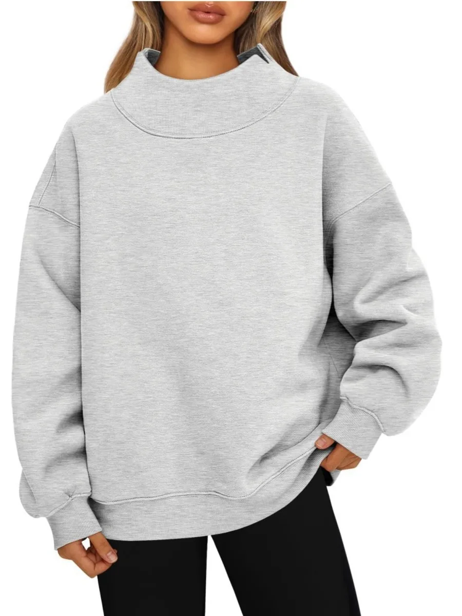 

Махровая толстовка без шапки Женская верхняя одежда Весенняя повседневная элегантная с круглым вырезом в корейском стиле Многоцветный кружевной воротник-стойка Эластичный