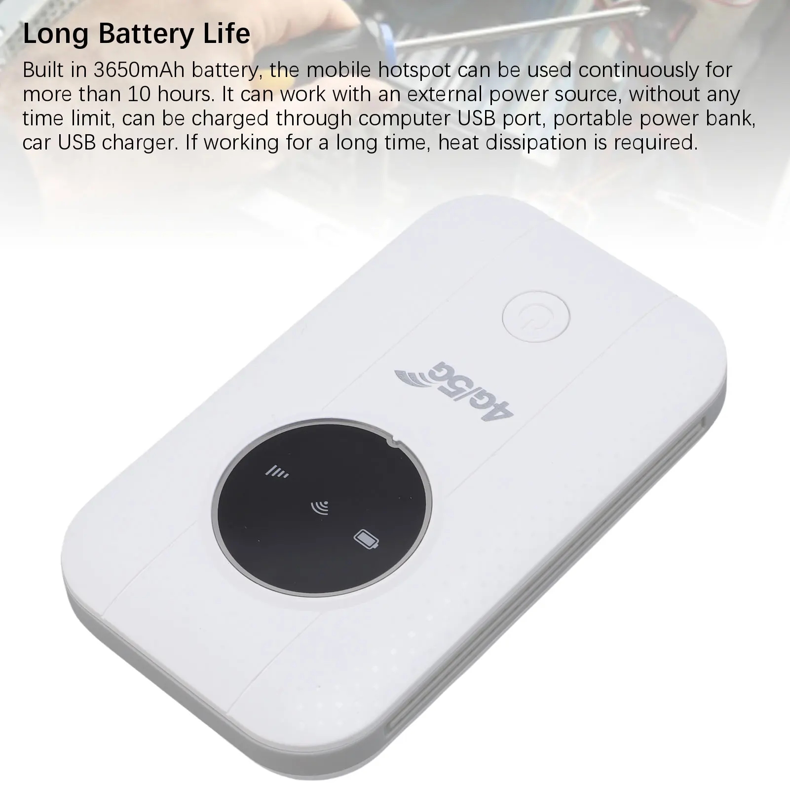 راوتر واي فاي محمول نقطة اتصال وتشغيل واي فاي محمولة تدعم 10 أجهزة متصلة بطارية 300 ميجابت في الثانية 3650 مللي أمبير في الساعة للتخييم #5