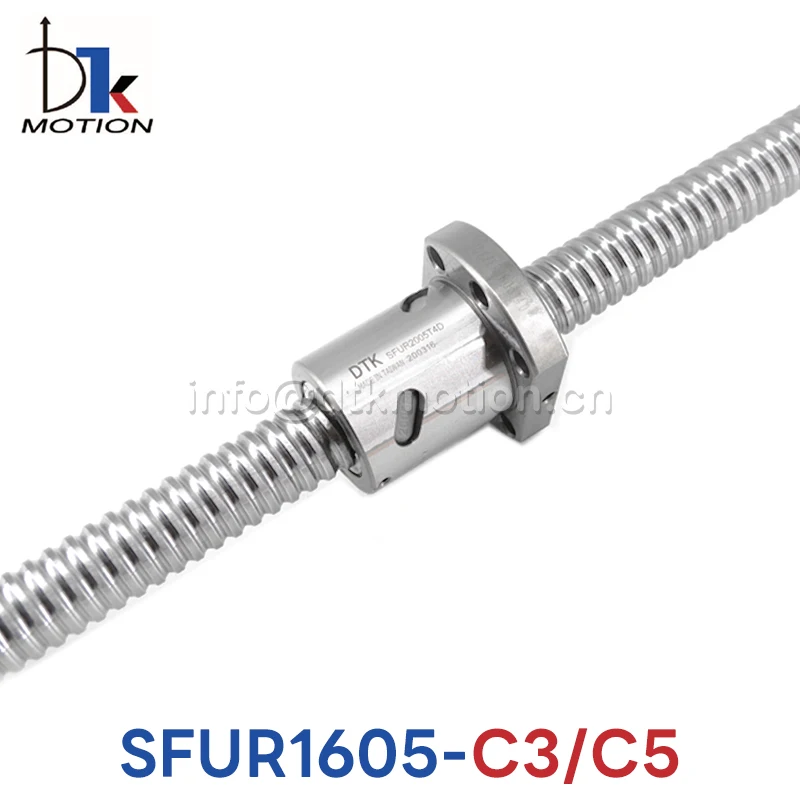 DTK Taiwan SFU1605 C3 C5 Ground 5mm Lead R16 Ball Screw 200 300 400 500 600mm High Precision Flange CNC Grind Spindles as TBI