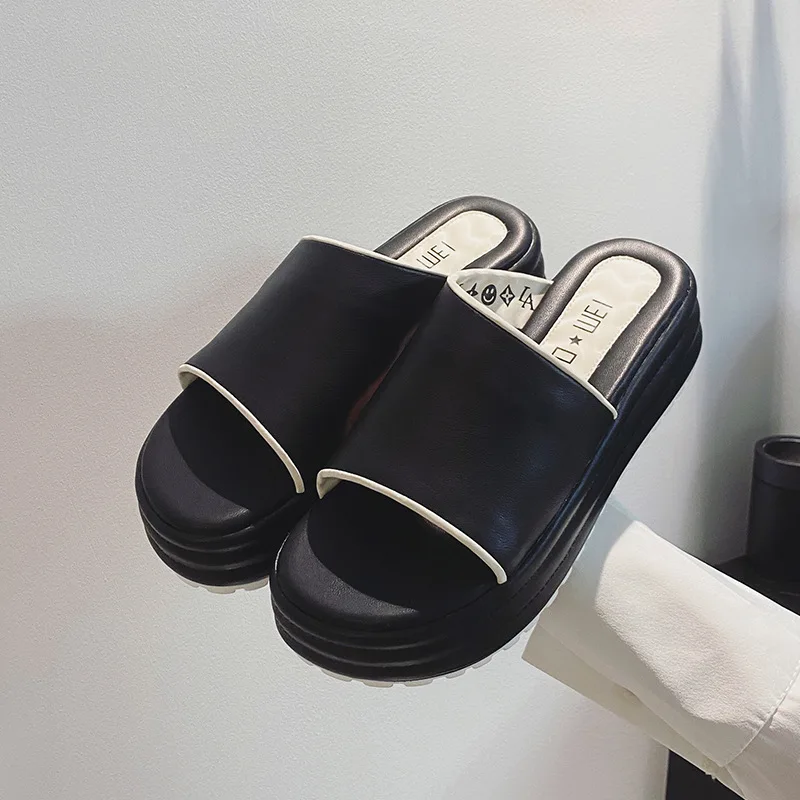 

Новые летние женские сандалии на толстой подошве для улицы, универсальные, увеличивающие рост, модные, простые, элегантные, на платформе, без задника