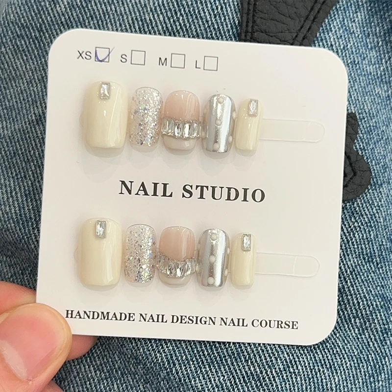 YunMoonai New Trendy Delicate Temperament Wearable Nails for Women High Quality Handmade Full Cover Press On Nail Fake Nail Tips