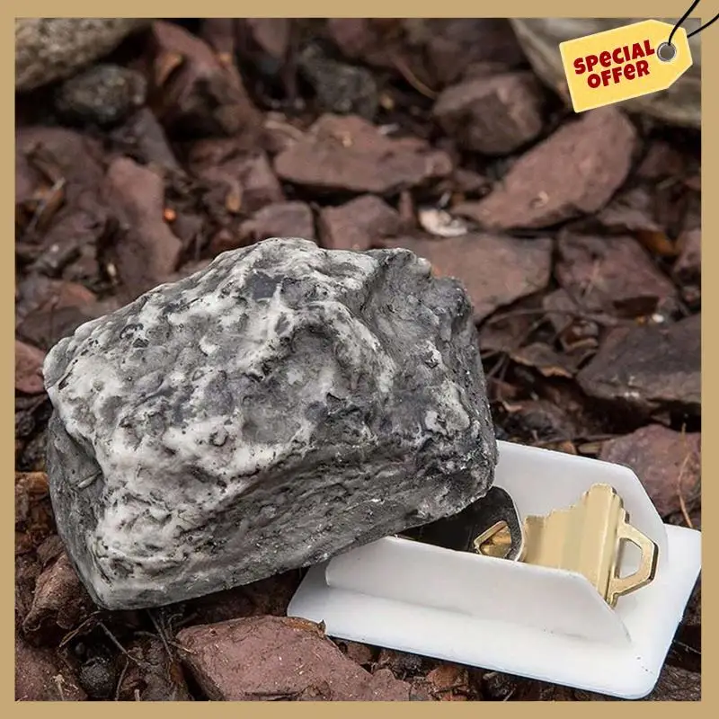 4PCS Spare-Key Rock - Looks & Feels Like Real Stone - Safe For Outdoor Garden Or Yard, Key Hider Box Easy To Use