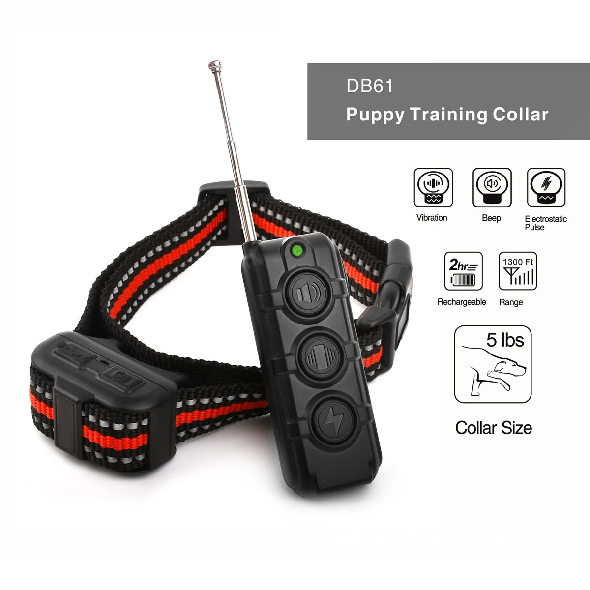 

Dog Training Collar, Beep and Vibrating Dog Collar with Remote 1300ft, Rechargeable E-Collar for Small Medium Large Dogs