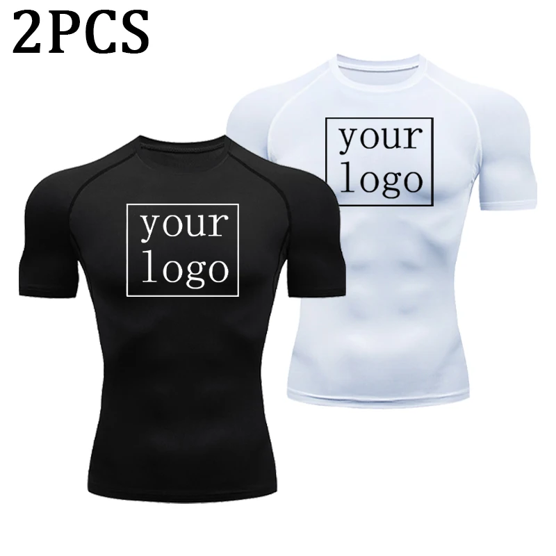 New DIY Custom Compression Shirt Men's Your Logo Original Design Printed Quick Dry Tops Tee Gym Fitness Running Workout T Shirt