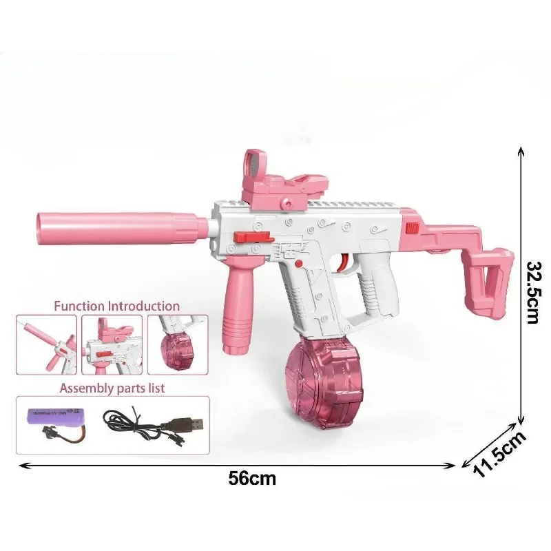Pistola de agua M416, pistola eléctrica, iluminación de tiro, pistola de juguete completamente automática, piscina de verano, juguete de playa para niños, niños, niñas y adultos