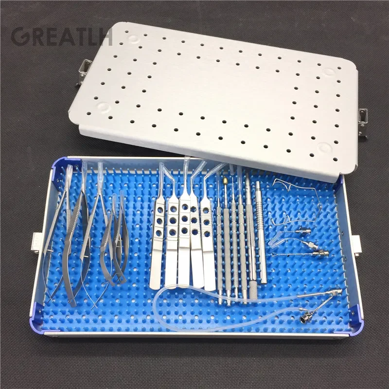 

21pcs/Set Scissor Ophthalmic tweezer Cataract Eye Micro Instruments with case