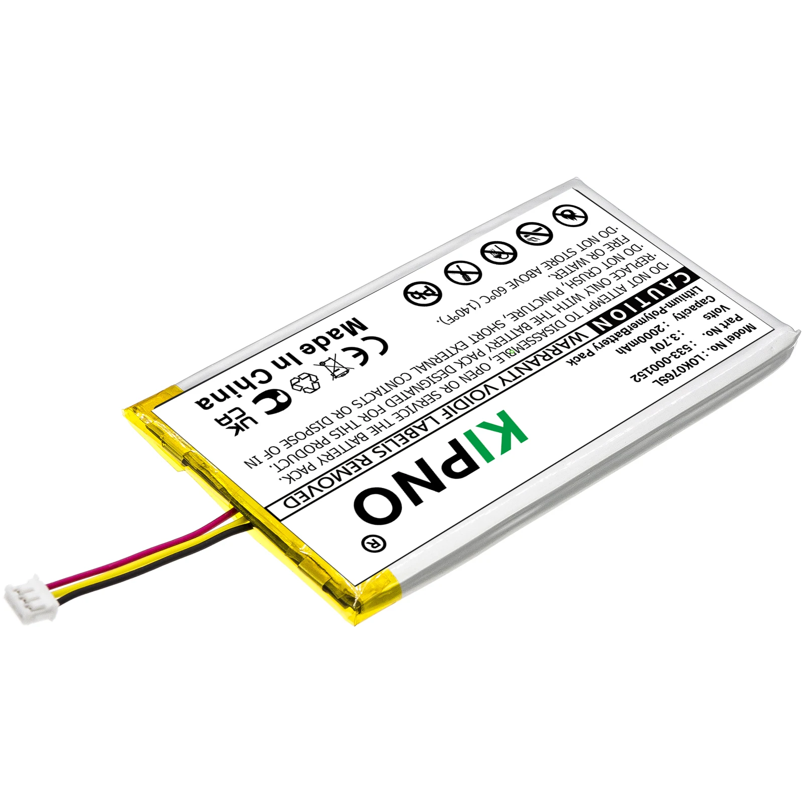 

KIPNO 2000mAh Keyboard Battery 533-000152, AHB355085PCT-02, L/N: 2012 for Logitech G913 TKL, G913, YR0076