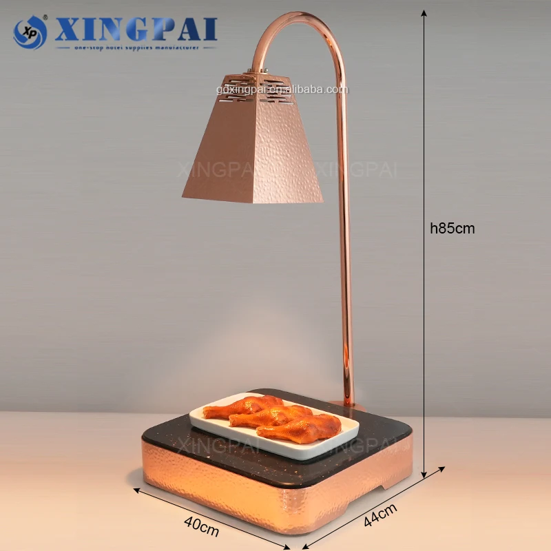 Factory Hot Sale Food Heat Preservation Lamp Stainless Steel Hammered Food Heat Lamp With Marble Panel
